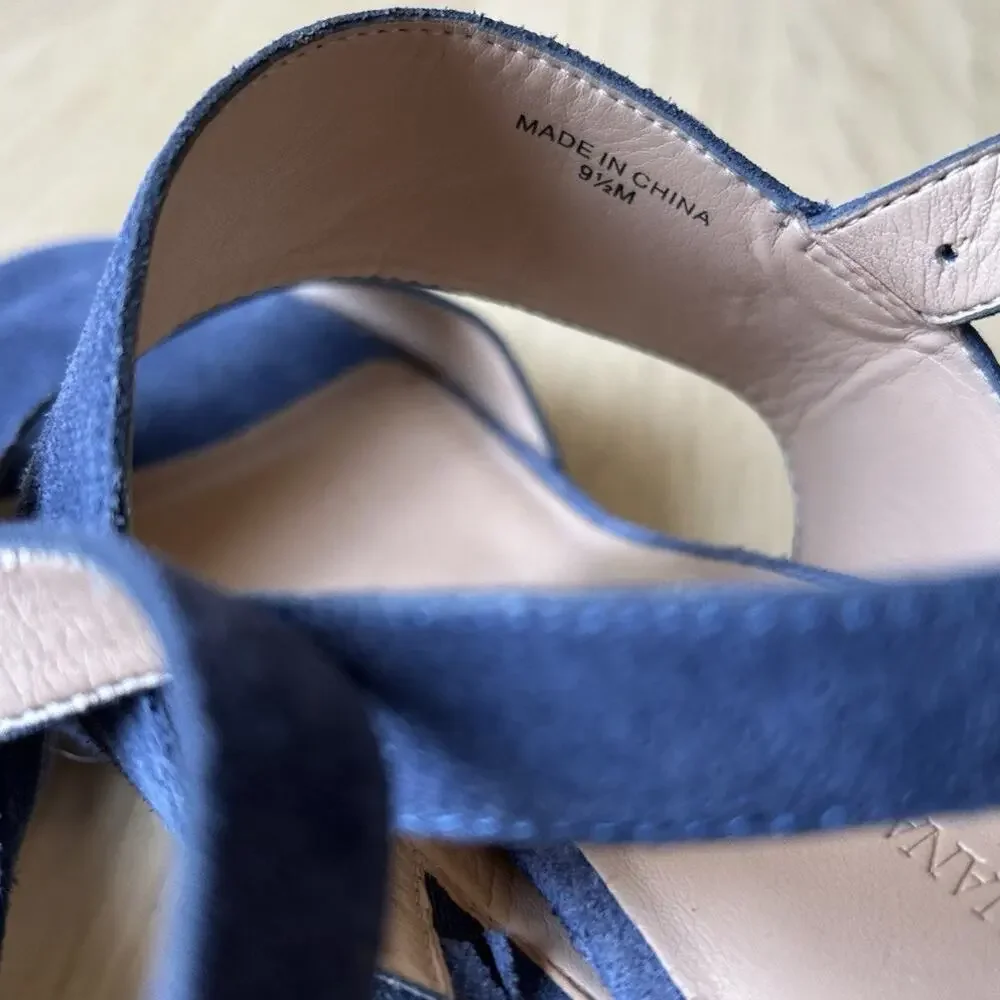 y2k blue suede platform heels banana Republic Sandal Women 9.5  party retro chic